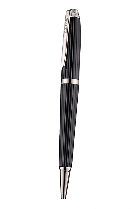 Rolex Silver Rimmed Black Ballpoint Pen  622807
