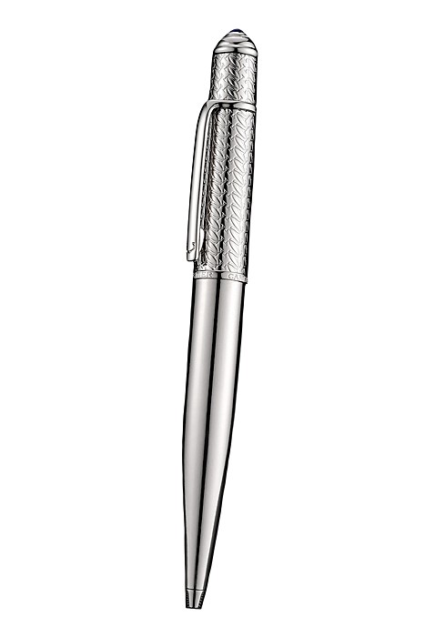 Cartier Silver Embossed Upper Body Silver Ballpoint Pen  622763