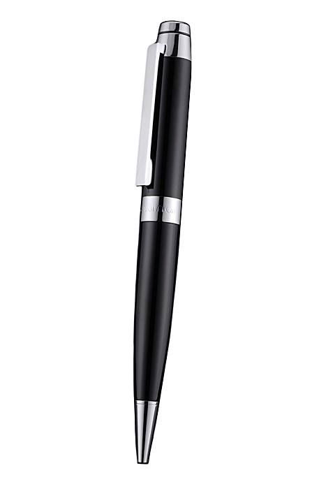 Louis Vuitton Silver Rimmed Black Ballpoint Pen  622797