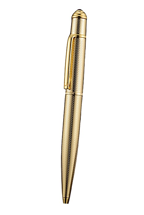 Cartier Fully Wave Patterned Gold Ballpoint Pen  622773