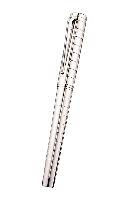 Bvlgari Vertical Grooved Cutwork Ballpoint Pen With Bvlgari Engraved Cap