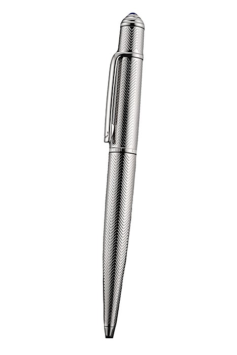 Cartier Fully Wave Patterned Silver Ballpoint Pen  622772