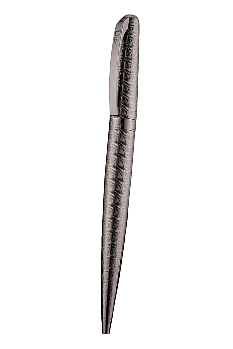 Christian Dior Fully Embossed Wave Pattern Dark Grey Ballpoint Pen  622752