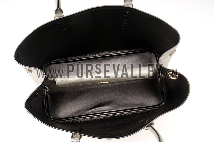 Prada Saffiano Double Tote Grey