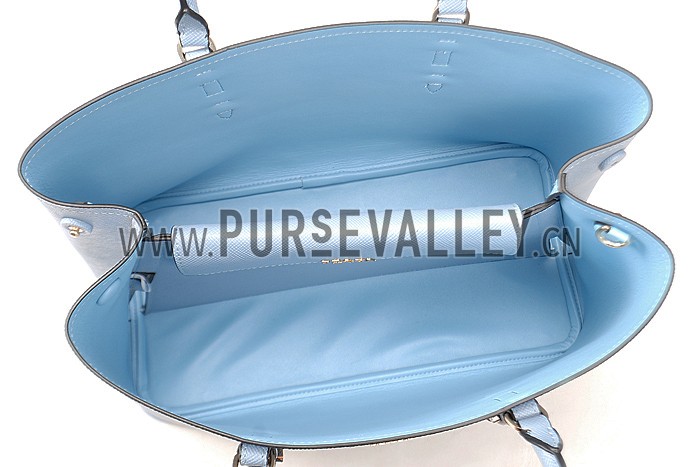 Prada Saffiano Double Tote Light Blue