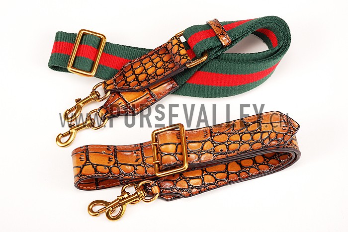 Gucci Lady Web Medium Shoulder Bag Crocodile Leather Brown