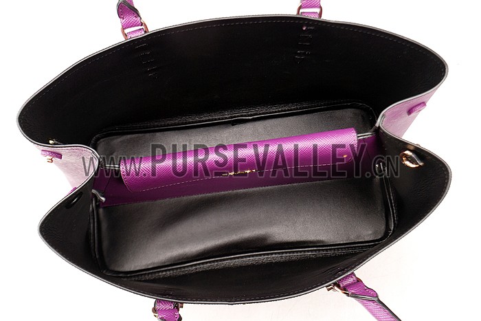 Prada Saffiano Double Tote Purple