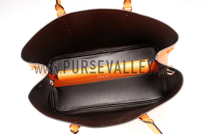 Prada Saffiano Double Tote Orange
