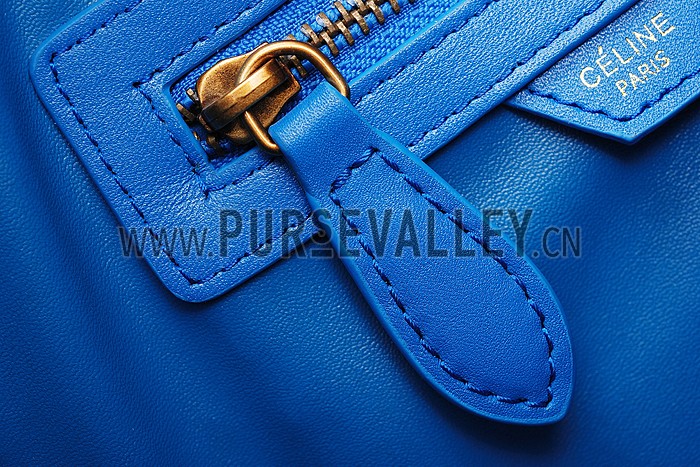 Celine Micro Luggage Blue Leather/Suede Leather