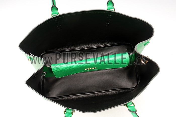 Prada Saffiano Double Tote Green