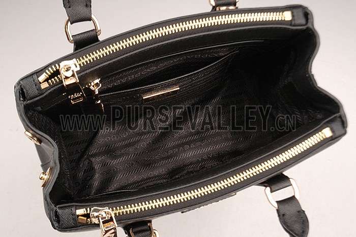 Prada Saffiano Mini Double Zip Tote Black