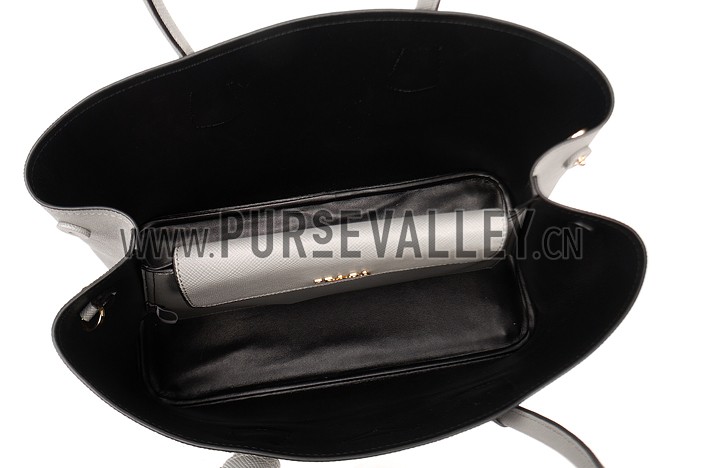 Prada Saffiano Double Tote Grey