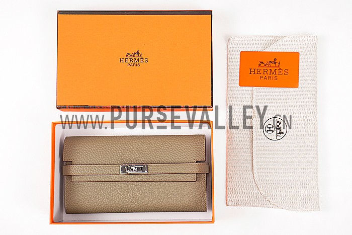 Hermes Kelly Long Wallet Grey 608073