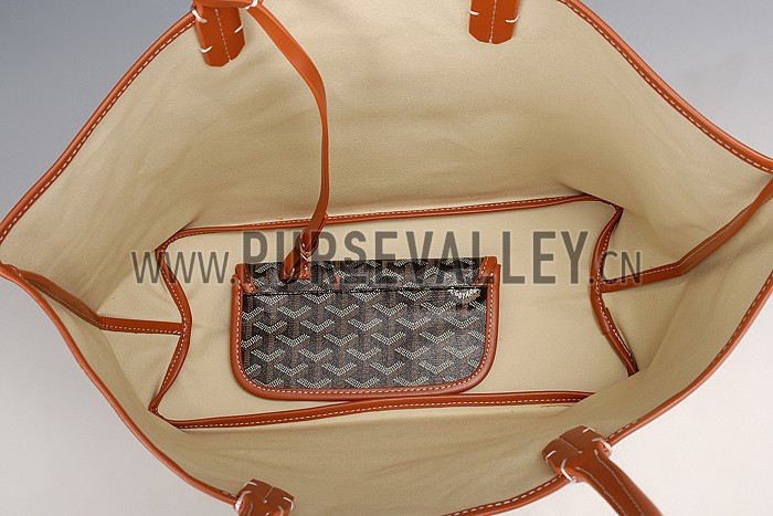 Goyard St Louis Tote Black And Tan Leather Trim