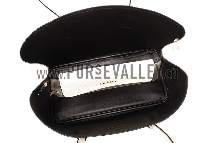 Prada Saffiano Double Tote White
