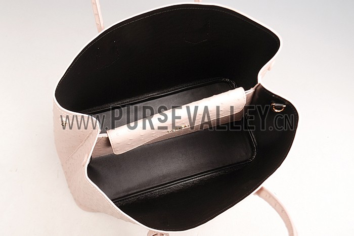 Prada Double Tote Ostrich Leather Bag Light Pink