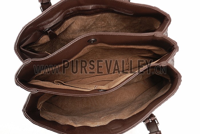 Bottega Veneta Intrecciato Nappa Top Large Handle Brown Bag