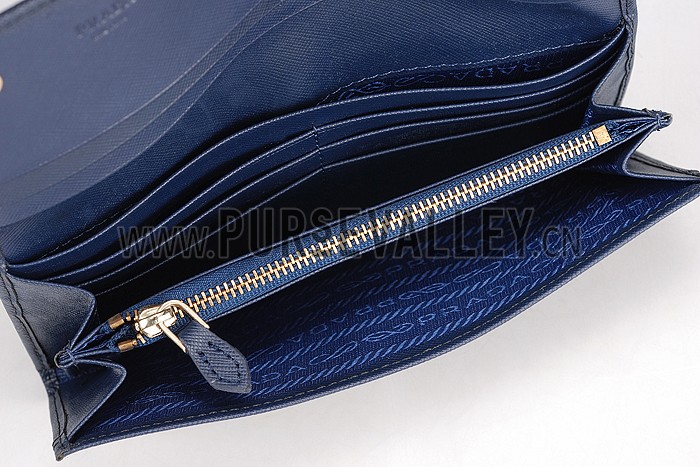 Prada Saffiano Leather Dark Blue Wallet