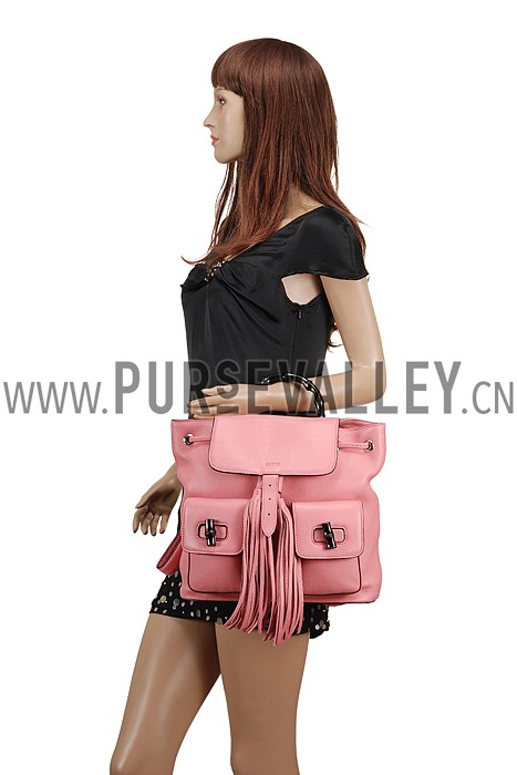 Gucci Bamboo Leather Backpack Pink