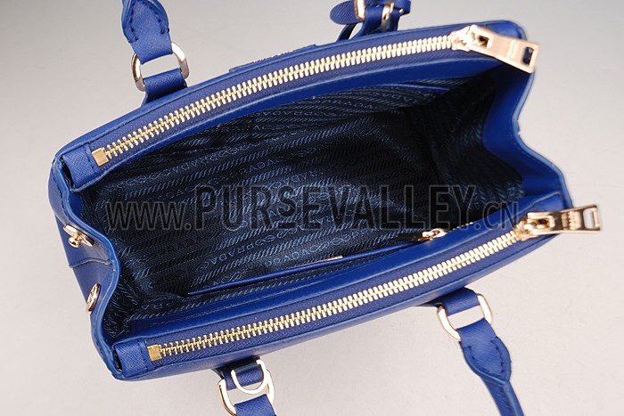 Prada Saffiano Small Leather Blue Bag