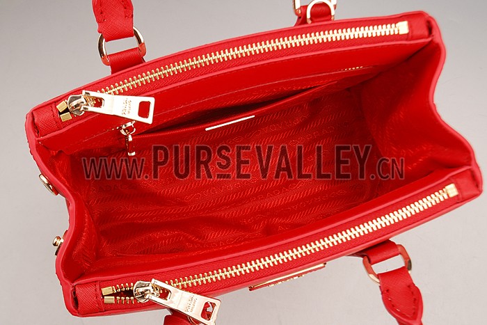 Prada Saffiano Small Crocodile Leather Black And Red Bag