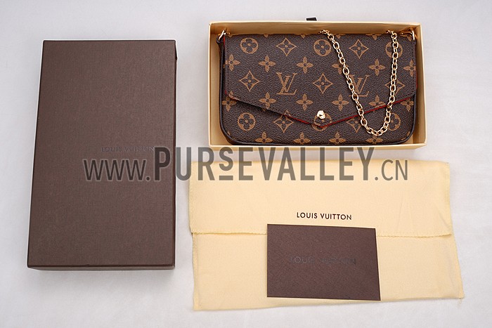Louis Vuitton Monogram Felicie Chain Wallet Red 18926650