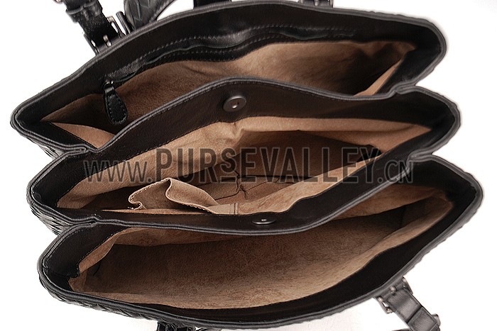 Bottega Veneta Intrecciato Nappa Top Large Handle Black Bag