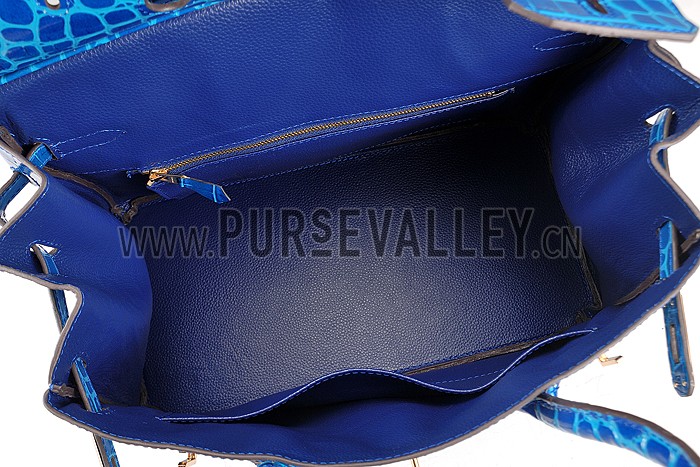 Hermes Birkin 35 Crocodile Leather Blue Brighton 608051