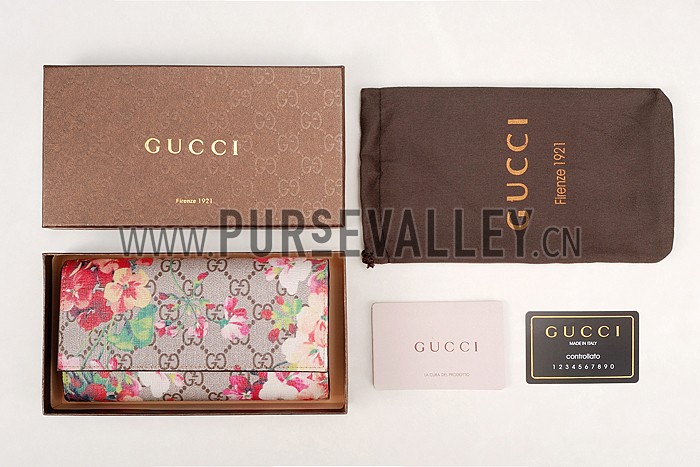 Gucci Red Blooms Supreme Canvas Wallet