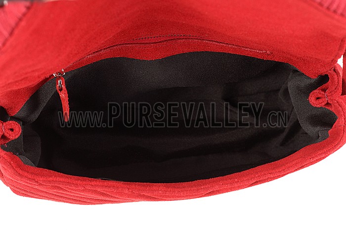 Saint Laurent College Matelasse Medium Fringed Suede Bag Red