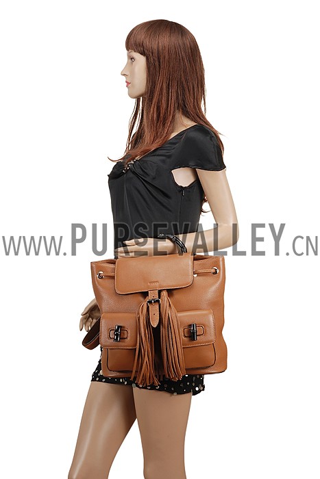 Gucci Bamboo Leather Backpack Brown