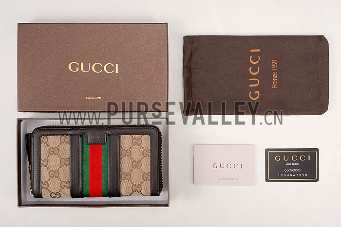 Gucci Vintage Web GG Canvas Wallet Brown