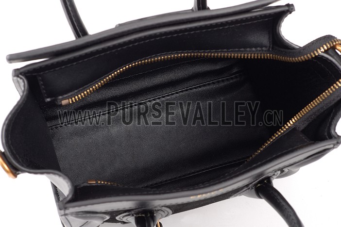 Celine Nano Luggage Black Leather and Suede