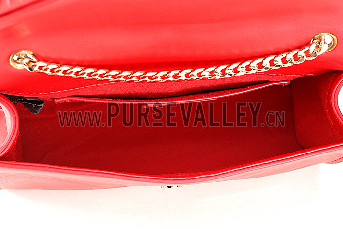 Saint Laurent Medium Fringed Suede Leather Satchel Red