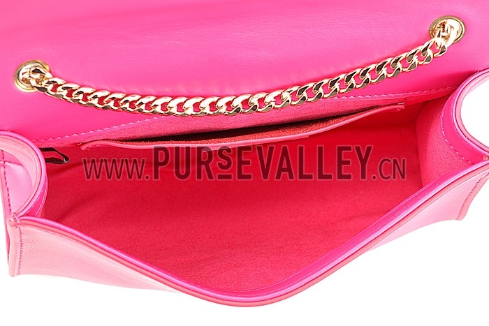 Saint Laurent Medium Fringed Suede Leather Satchel Fuchsia