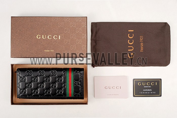 Gucci Signature Black Wallet With Web Detail