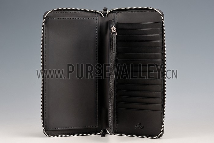 Gucci Signature Black Wrist Wallet With Web Detail