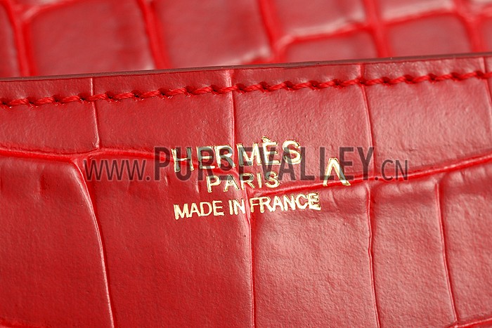 Hermes Medor Crocodile Leather Red Clutch 18926683
