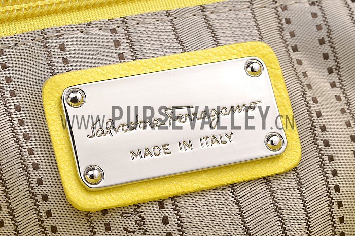 Salvatore Ferragamo Pebbled Leather Sofia Medium Yellow 608264