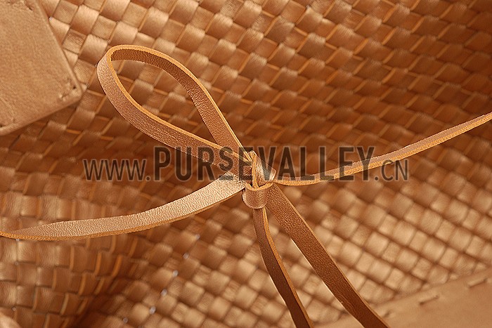 Bottega Veneta Woven Ostrich Large Tote Gold