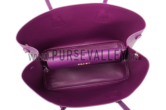 Prada Saffiano Double Tote Purple