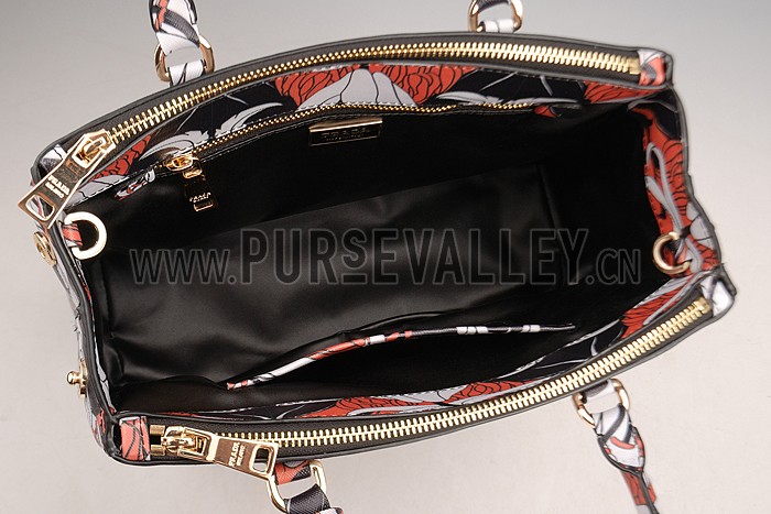 Prada Saffiano Beige Lily Motif Tote