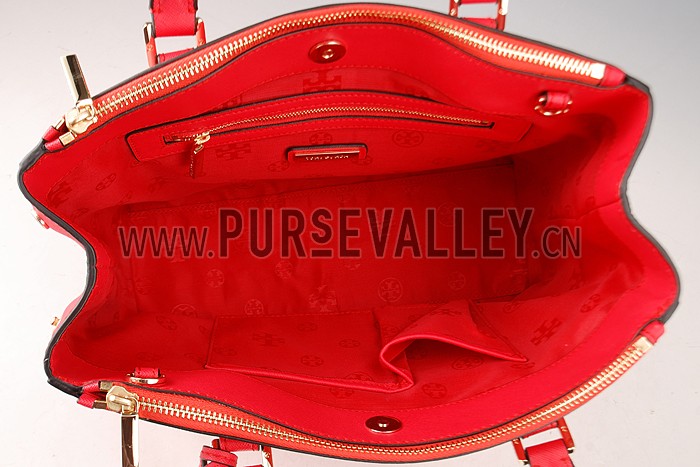 Tory Burch Robinson Double Zip Red Tote