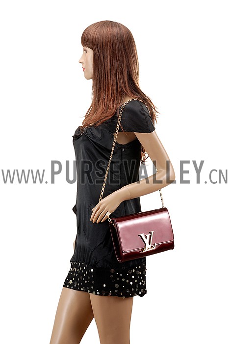 Louis Vuitton Chain Louise Patent Leather Dark Red