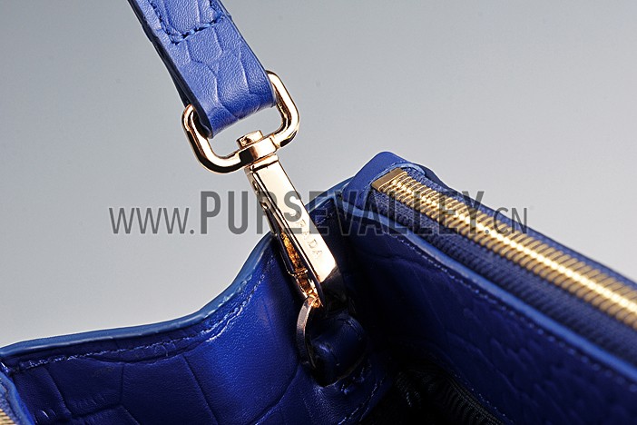 Prada Saffiano Crocodile Leather Blue Bag