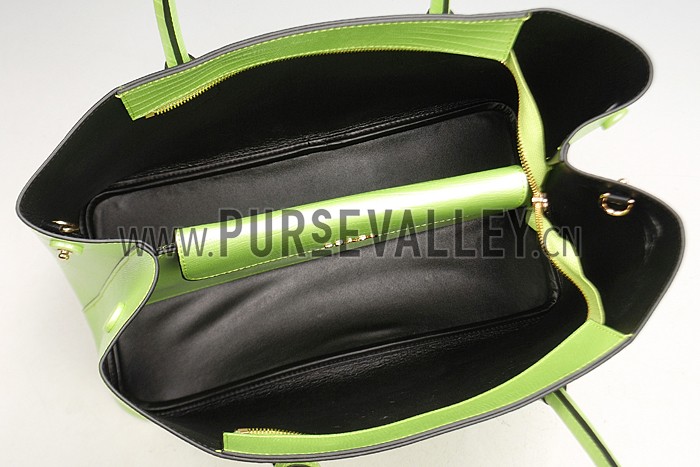 Prada Double Tote Crocodile Leather Bag Lime