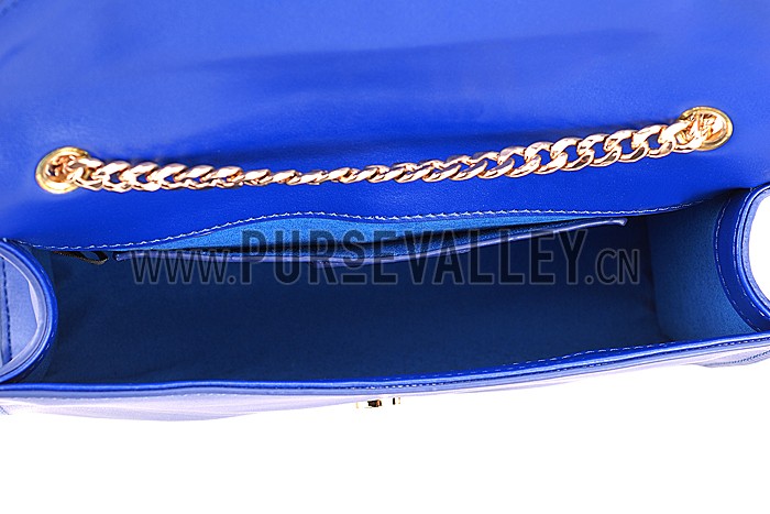 Saint Laurent Medium Fringed Leather Satchel Blue