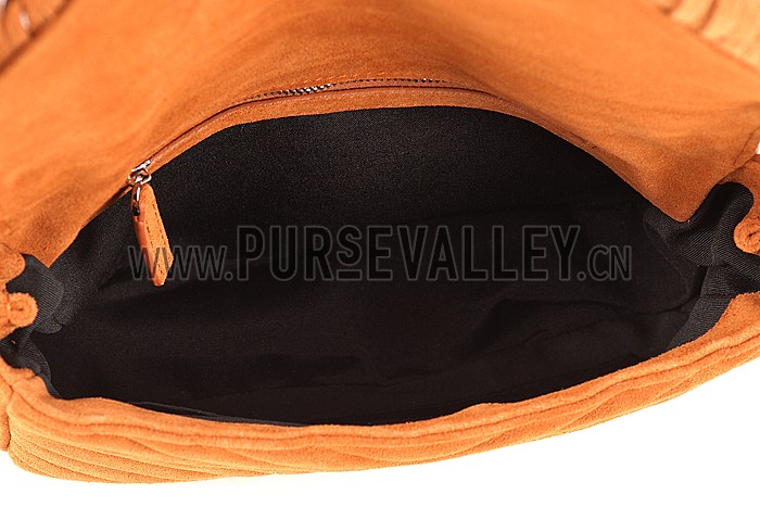 Saint Laurent College Matelasse Medium Fringed Suede Bag Tan