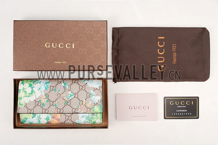 Gucci Green Blooms Supreme Canvas Wallet