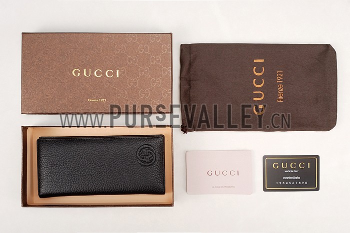 Gucci Long Wallet Black Leather